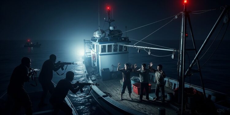 Gabon : Attaque Pirate et Enlèvement de 9 Marins au Large de Libreville - Viral Mag Neuf marins dont des Chinois et Indonésiens kidnappés lors dune attaque audacieuse dun chalutier près de Libreville Détails de lincident et contexte de la piraterie au Gabon Viral Mag