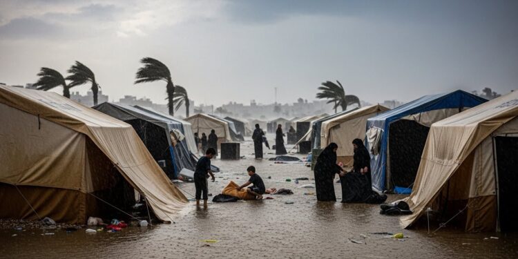 Des pluies diluviennes et vents violents ont ravagé vendredi les tentes précaires à Gaza aggravant la crise humanitaire pour des centaines de milliers de déplacés sans abri durable ni protection   Viral Mag
