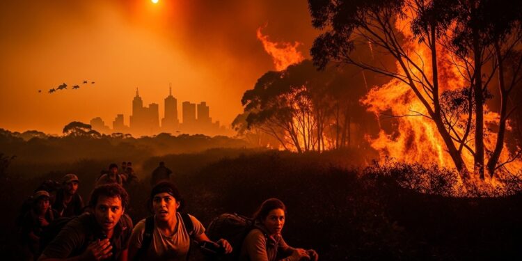 Des centaines dhabitants évacués en urgence dans le sud est de lAustralie face à des feux de brousse ravivés par une vague de chaleur extrême record Melbourne suffoque sous 43°C lors de lOpen dAustralie   Viral Mag