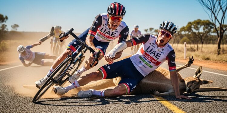 Jay Vine remporte le Tour Down Under 2026 mais souffre dune fracture au poignet suite à une collision insolite avec un kangourou Récit dune victoire héroïque marquée par le chaos animal   Viral Mag