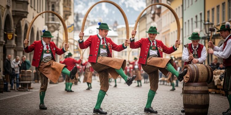 Découvrez la fascinante Schäfflertanz danse traditionnelle des tonneliers bavarois exécutée uniquement tous les sept ans Costumes chorégraphie séculaire et symbolisme profond en Bavière cet hiver   Viral Mag