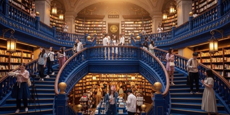 En Chine les librairies se transforment en décors Instagram parfaits Entre escaliers spectaculaires et foule de photographes les livres passent parfois au second plan Décryptage dun phénomène fascinant   Viral Mag