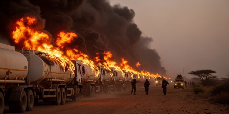 Mali : Attaque Massive sur Convoi Carburant à Kayes - Viral Mag Des dizaines de camions citernes incendiés par jihadistes présumés du JNIM entre Diboli et Kayes Reprise des attaques après accalmie menace sur lapprovisionnement malien Viral Mag