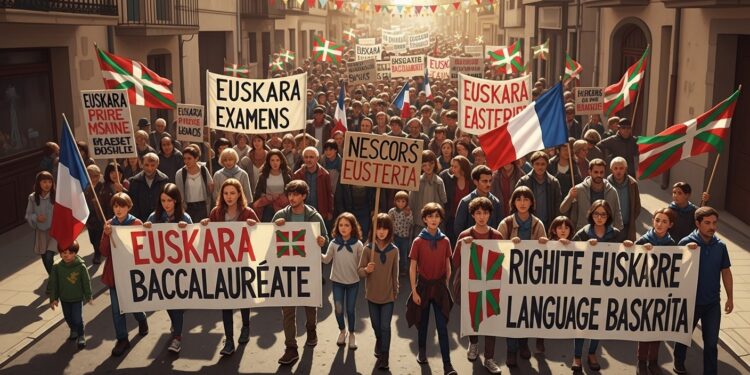 Plus de 1000 personnes ont manifesté à Bayonne pour exiger des épreuves du bac en langue basque dès 2026 Découvrez les enjeux de cette lutte pour la préservation de leuskara dans léducation française   Viral Mag