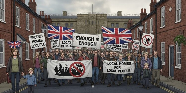 Manifestation à Crowborough Contre l’Hébergement de Demandeurs d’Asile - Viral Mag Des centaines de résidents de Crowborough protestent contre larrivée de demandeurs dasile dans une ancienne caserne militaire Inquiétudes sécuritaires et impact local au cœur de la mobilisation Viral Mag