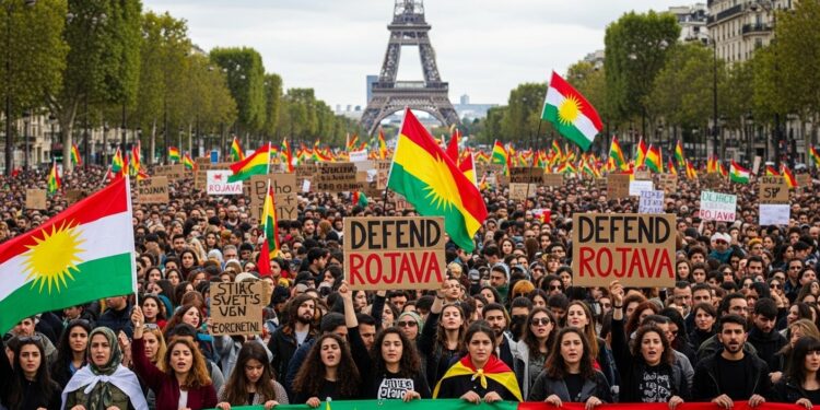 Des milliers de manifestants ont défilé à Paris pour défendre le peuple kurde du Rojava face aux tensions en Syrie Découvrez les revendications les témoignages émouvants et les appels à un soutien renforcé de la France   Viral Mag