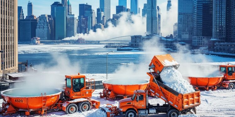 New York Déploie Jacuzzis Géants Contre Neige - Viral Mag Découvrez comment New York utilise dimmenses jacuzzis pour fondre des tonnes de neige après une tempête avec machines puissantes et mobilisation massive face au froid extrême Viral Mag
