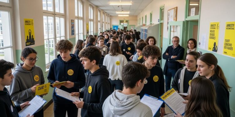 À Lagny sur Marne une antenne jeune dAmnesty International au lycée Van Dongen distribue des badges pro migrants et promeut des pétitions controversées dont une pour le voile dans le sport Réactions vives de parents et dun sénateur   Viral Mag