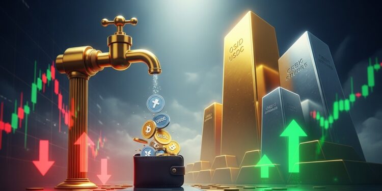 Le rebond du marché crypto risque de sessouffler rapidement avec une contraction inédite de loffre de stablecoins tandis que lor et largent attirent massivement les capitaux Analyse et perspectives   Viral Mag