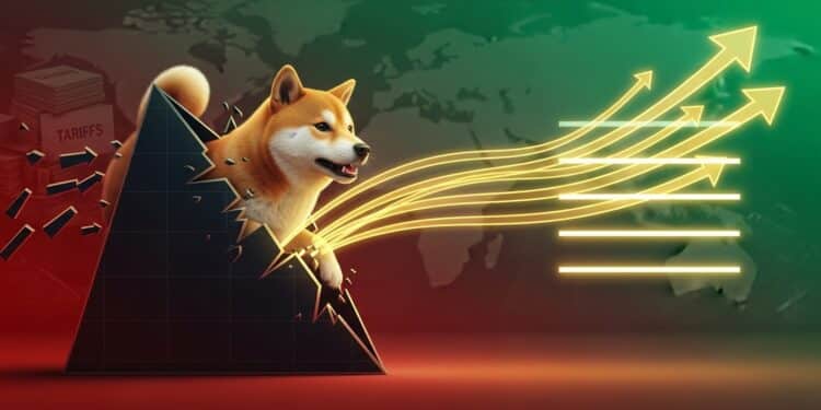 Shiba Inu forme un rare pattern falling wedge malgré la chute crypto liée aux tensions tarifaires Découvrez pourquoi un rebond vers 0000010$ semble probable et les signaux haussiers actuels   Viral Mag