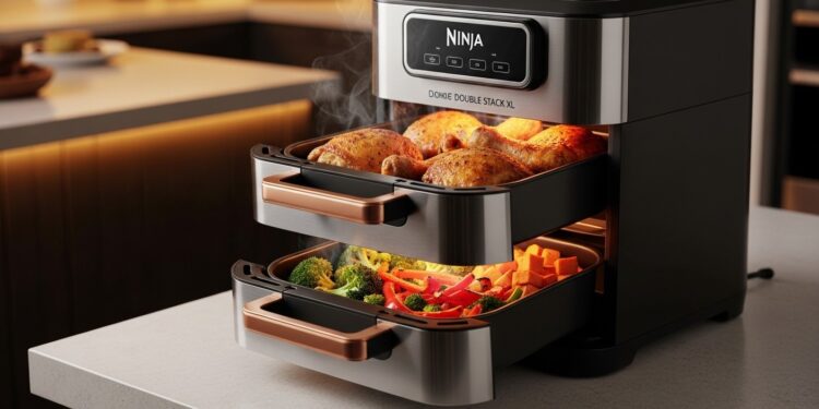 Découvrez pourquoi lAirfryer Ninja Double Stack XL explose les soldes dhiver à seulement 18999 € au lieu de 26999 € Gain de place 95 L cuisson saine pour 8 personnes  le test complet    Viral Mag