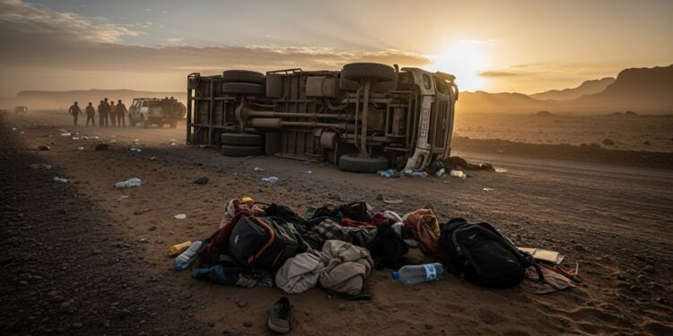 Découvrez les détails poignants dun accident routier en région Afar ayant coûté la vie à 22 migrants éthiopiens Une tragédie qui met en lumière les dangers mortels de la route migratoire vers le Yémen   Viral Mag