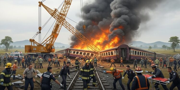Effondrement spectaculaire dune grue sur un train de passagers en Thaïlande  au moins 25 morts déraillement et incendie Détails sur laccident lié au projet TGV sino thaïlandais et réactions officielles   Viral Mag