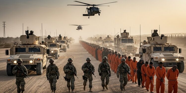 Des centaines de prisonniers de lÉtat islamique transférés de Syrie vers lIrak par les forces américaines Opération en cours avec jusquà 1000 arrivées ce jour suite à lannonce de 7000 suspects Procédures judiciaires lancées   Viral Mag