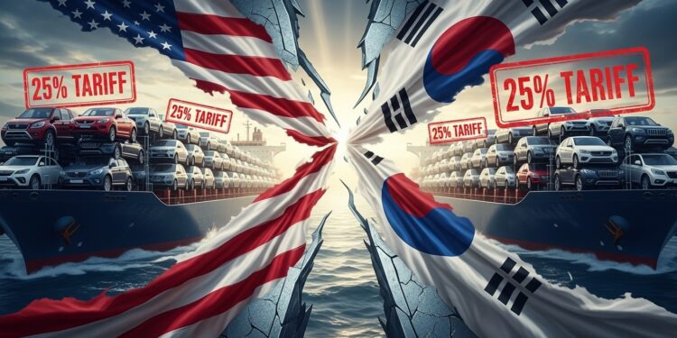 Donald Trump annonce une hausse à 25 des droits de douane sur automobiles bois et produits pharmaceutiques sud coréens suite au retard de ratification de laccord commercial par Séoul Tensions commerciales USA Corée du Sud en 2026   Viral Mag