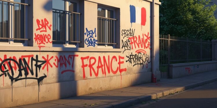Découverte choquante à Valence  des inscriptions hostiles envers la France taguées sur les murs dune école maternelle Un acte qui interpelle sur la montée des tensions dans certains quartiers   Viral Mag
