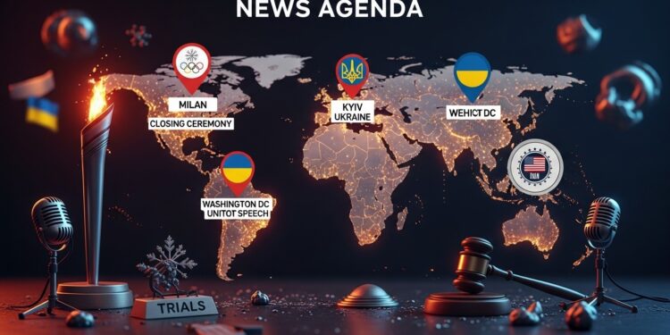 Agenda Mondial Explosif : 22 Février au 2 Mars 2026 - Viral Mag Découvrez lagenda international complet du 22 février au 2 mars 2026 JO dhiver 4e anniversaire Ukraine discours Trump procès marquants et événements majeurs qui vont rythmer la planète Viral Mag