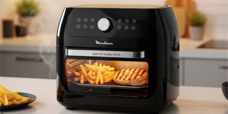 Découvrez pourquoi lAirfryer Moulinex Easy Fry  Grill Vision à moins de 70 € cartonne sur les ventes en ligne Puissant multifonction avec fenêtre de cuisson et 8 programmes auto il révolutionne la cuisine saine et rapide   Viral Mag