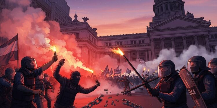 Le gouvernement argentin porte plainte pour terrorisme contre des manifestants suite à des heurts violents lors de la réforme du travail de Milei Identifications en cours et tensions sociales accrues   Viral Mag