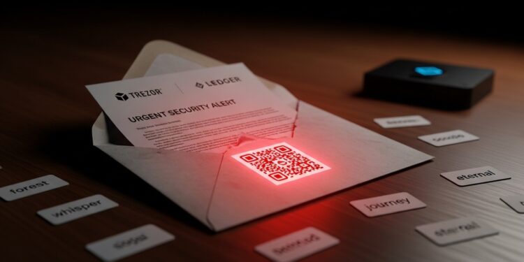 Arnaque par Courrier : Les Faux Courriers Trezor et Ledger Menacent Vos Crypto - Viral Mag Des hackers envoient de faux courriers Trezor et Ledger pour voler vos phrases de récupération Découvrez comment cette arnaque physique fonctionne et protégez vos cryptos dès maintenant Viral Mag