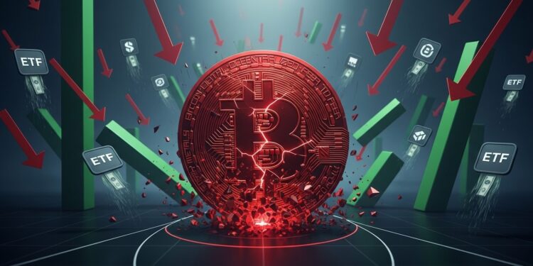 Bitcoin Forme un Signal d’Alerte Majeur en 2026 - Viral Mag Le Bitcoin chute sous les 69000$ après avoir touché 70800$ futures en forte baisse et ETF en décollecte massive Analyse complète du pattern baissier et perspectives 2026 Viral Mag