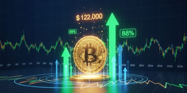 Un économiste révèle un signal historique fort  Bitcoin affiche 88  de probabilités de hausse vers 122 000 $ dici fin 2026 Découvrez cette analyse cyclique intrigante et ses implications pour les investisseurs   Viral Mag