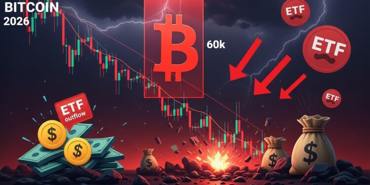 Bitcoin forme un double top baissier et subit 5 semaines de sorties ETF Vers une chute à 60k  Analyse des signaux techniques et sentiment extrême peur   Viral Mag