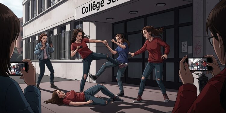 Une violente agression dune collégienne par deux adolescentes à la sortie du collège Jean Giono choque Saint Genis Laval Vidéo diffusée maire réclame justice ferme et renforce la sécurité scolaire   Viral Mag