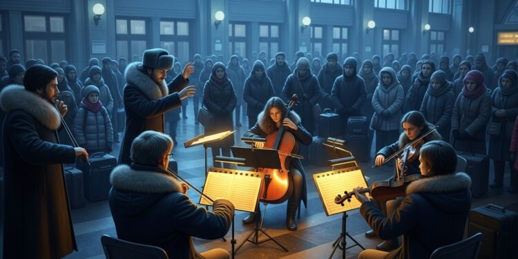 À la gare de Kiev lOrchestre classique a offert un concert gratuit entre alertes aériennes pour réconforter les Ukrainiens privés de chauffage Un moment de résilience culturelle touchant   Viral Mag