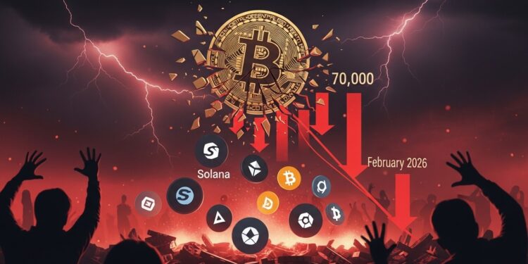 Le 5 février 2026 Bitcoin tombe vers 70 000 $ Solana sous 90 $ et le marché crypto en extrême peur Liquidations massives et sentiment paniqué dominent   Viral Mag