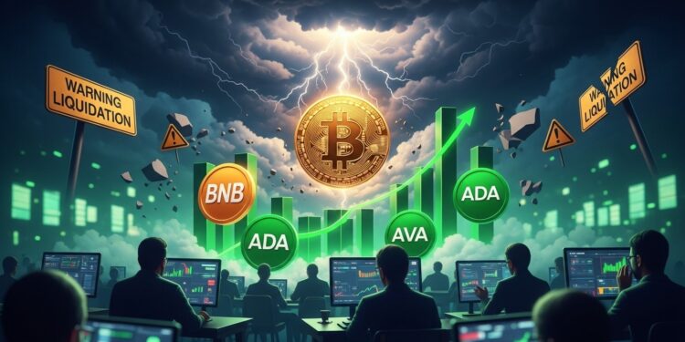 Le marché crypto rebondit après un violent sell off Bitcoin dépasse 78 000 $ BNB Cardano et Avalanche suivent Liquidations en forte baisse  analyse et perspectives   Viral Mag