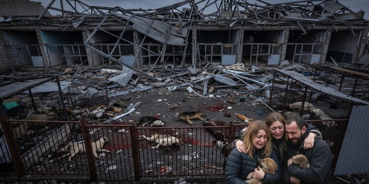 Un drone russe a frappé un refuge pour animaux à Zaporijjia tuant au moins sept chiens et en blessant dautres Témoignages bouleversants de bénévoles choqués face à cette tragédie animale en pleine guerre   Viral Mag