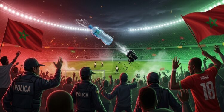 Un Français de 27 ans soupçonné davoir jeté une bouteille lors de la finale CAN Maroc Sénégal condamné à 3 mois ferme Il clame son innocence et fait appel Détails dune affaire controversée   Viral Mag