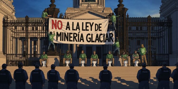 Greenpeace au Parlement : Arrestations choc contre la réforme des glaciers - Viral Mag Des militants de Greenpeace interpellés au Parlement argentin après une action choc contre un projet de loi assouplissant la protection des glaciers pour lexploitation minière Enjeux eau et économie sous tension Viral Mag