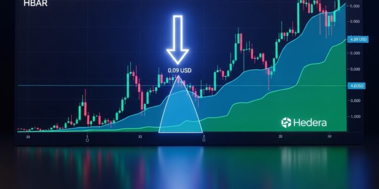Le prix HBAR approche dun breakout majeur avec un pattern tête et épaules inversée Analyse technique détaillée niveaux clés à 009 $ et objectifs haussiers potentiels en 2026   Viral Mag