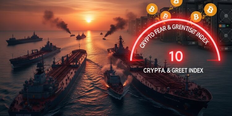 Lindice de peur et avidité crypto plonge à 10 alors que les tensions dans le détroit dOrmuz font craindre une flambée des prix de lénergie et un impact direct sur le minage Bitcoin Analyse complète des conséquences   Viral Mag