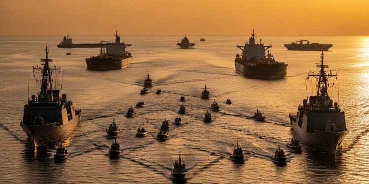 Iran : Exercices Militaires dans le Détroit d’Ormuz - Viral Mag Les Gardiens de la Révolution iraniens lancent des manœuvres dans le détroit dOrmuz voie stratégique du pétrole mondial à la veille de pourparlers nucléaires avec les États Unis à Genève Tensions accrues Viral Mag