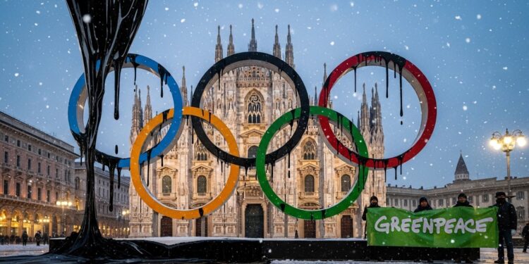 À Milan Greenpeace a manifesté contre le sponsoring dEni pour les JO 2026 accusant les énergies fossiles de menacer la neige et les sports dhiver Le CIO répond aux pétitions   Viral Mag