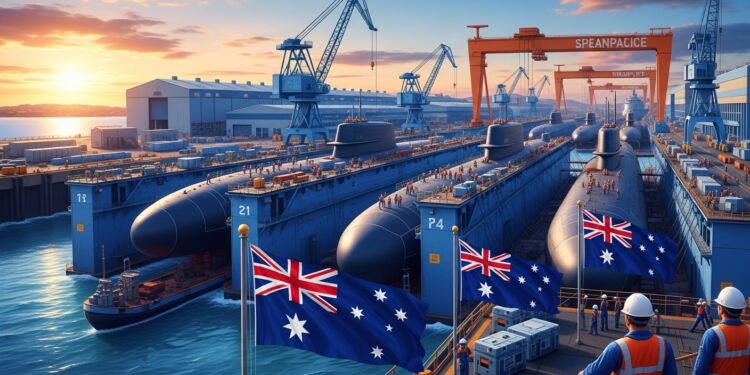 L’Australie Investit Massivement dans un Chantier de Sous-Marins Nucléaires - Viral Mag Découvrez linvestissement majeur de lAustralie dans un chantier naval pour sous marins nucléaires via AUKUS 24 milliards deuros initiaux pour renforcer sa défense dans le Pacifique face aux défis géopolitiques Viral Mag