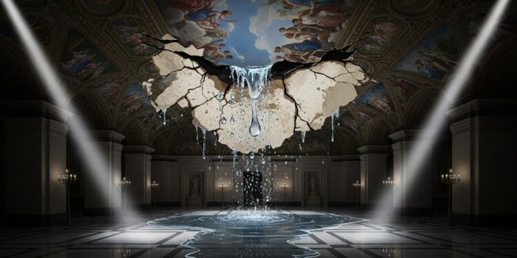 Louvre : Fuite d’Eau Endommage Plafond Peint du XIXe Siècle - Viral Mag Une fuite deau au Louvre a abîmé un plafond peint par Charles Meynier en 1819 Découvrez les dégâts limpact sur les visiteurs et le contexte de vétusté du musée le plus visité au monde Viral Mag