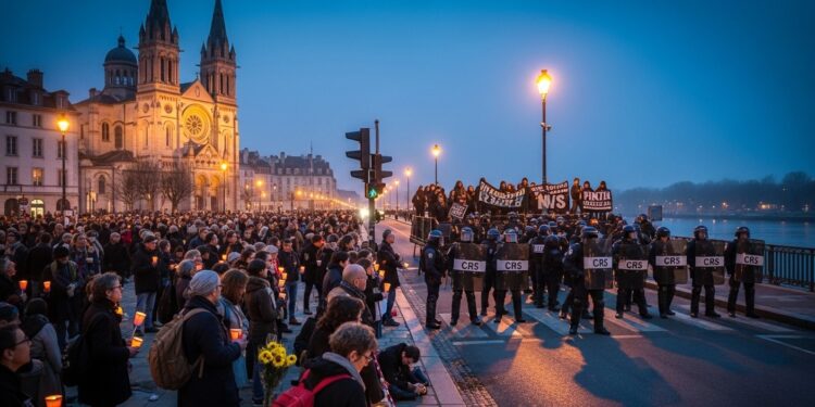 À Nantes 200 personnes rendent hommage à Quentin devant la basilique tandis quune centaine dantifas tentent de perturber la cérémonie Les forces de lordre interviennent fermement Tension palpable dans la ville   Viral Mag