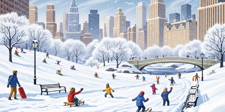 Découvrez comment une tempête de neige exceptionnelle a transformé New York en paysage féerique  rues désertes Central Park en terrain de jeu et solidarité citoyenne face au blizzard historique   Viral Mag