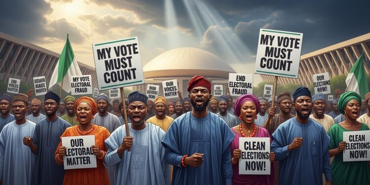 Des milliers de Nigérians manifestent à Abuja contre le rejet de la transmission électronique des résultats À un an des élections 2027 la transparence électorale cristallise les tensions   Viral Mag