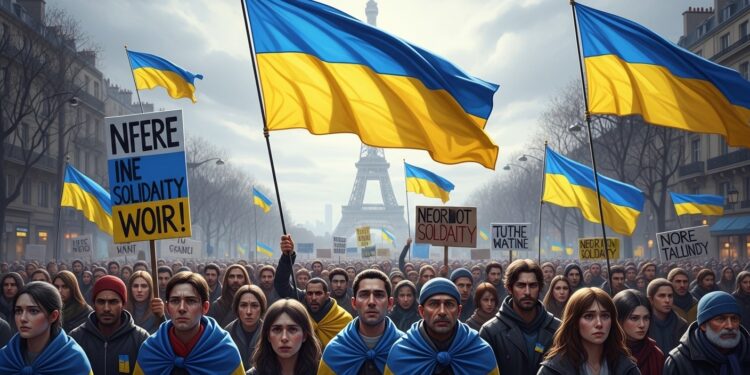 Plus de 2000 manifestants à Paris marquent le 4e anniversaire de linvasion russe Soutien populaire intact face à un possible renoncement politique Témoignages poignants et colère ukrainienne   Viral Mag