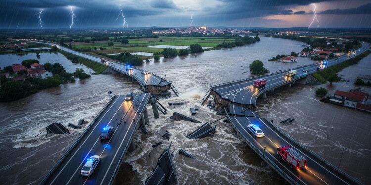 Le Portugal inspecte ses infrastructures routières et ferroviaires suite à leffondrement dun tronçon de lA1 près de Coimbra causé par des pluies exceptionnelles et la rupture dune digue du Mondego Crues persistantes menacent le pays   Viral Mag