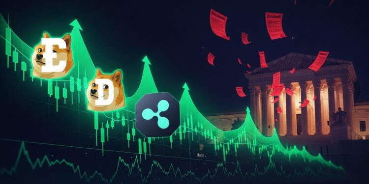 Bitcoin et altcoins comme Dogecoin Shiba Inu et XRP grimpent fortement ce 20 février 2026 Découvrez les 3 raisons majeures  décision SCOTUS PIB faible et actualité géopolitique qui dopent le marché crypto   Viral Mag