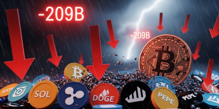 La pression vendeuse sur les altcoins atteint un sommet historique de 5 ans avec  209 milliards cumulés Analyse des causes impacts sur le marché crypto et perspectives pour 2026 dans un contexte Bitcoin en retrait   Viral Mag