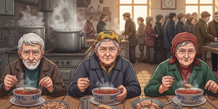 En Russie retraités se ruent vers soupes populaires à Saint Pétersbourg Inflation persistante et pensions insuffisantes aggravent la précarité des seniors dans un contexte déconomie de guerre essoufflée   Viral Mag