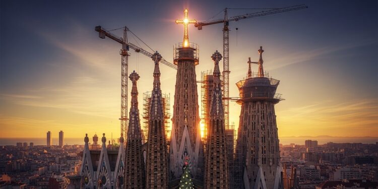 La Sagrada Familia de Barcelone sapprête à achever sa tour centrale à 1725 m devenant léglise la plus haute du monde Mais des controverses persistent sur la façade de la Gloire   Viral Mag