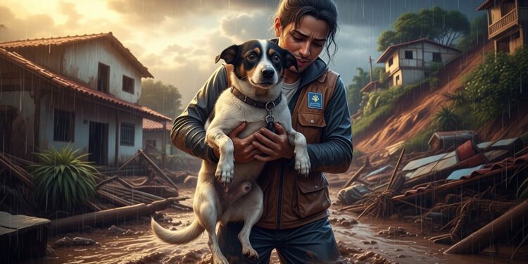 Sauvetage Émouvant d’Animaux Après les Inondations au Brésil - Viral Mag Après les pluies diluviennes au Minas Gerais des bénévoles risquent leur vie pour sauver chiens chats et oiseaux abandonnés dans les décombres Histoires touchantes de Paquito et dautres rescapés Viral Mag